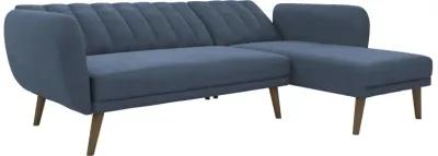 Brittany Sectional Futon Sofa with Vertical Channel Tufting and Curved Armrests