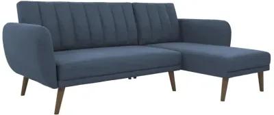 Brittany Sectional Futon Sofa with Vertical Channel Tufting and Curved Armrests