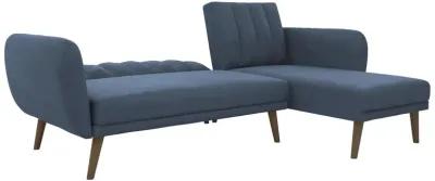 Brittany Sectional Futon Sofa with Vertical Channel Tufting and Curved Armrests