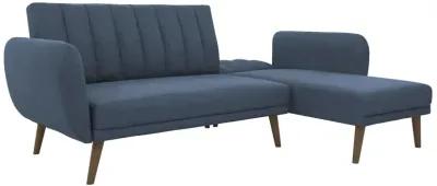 Brittany Sectional Futon Sofa with Vertical Channel Tufting and Curved Armrests