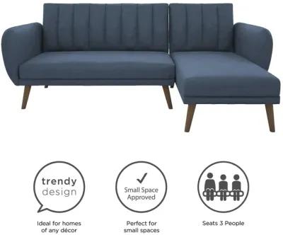 Brittany Sectional Futon Sofa with Vertical Channel Tufting and Curved Armrests