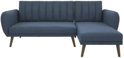 Brittany Sectional Futon Sofa with Vertical Channel Tufting and Curved Armrests