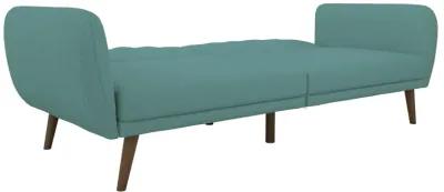 Brittany Futon with Vertical Channel Tufting and Curved Armrests