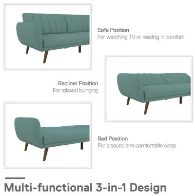 Brittany Futon with Vertical Channel Tufting and Curved Armrests