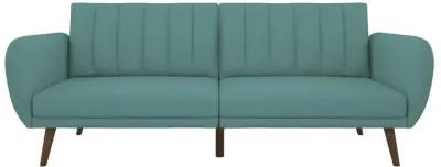 Brittany Futon with Vertical Channel Tufting and Curved Armrests