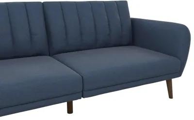 Brittany Futon with Vertical Channel Tufting and Curved Armrests