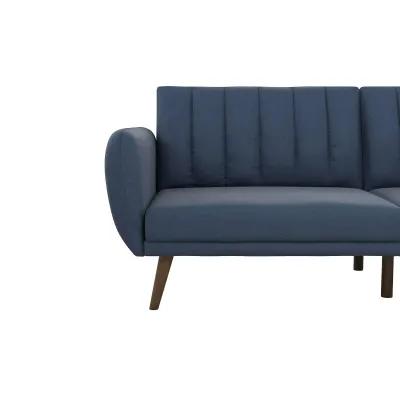 Brittany Futon with Vertical Channel Tufting and Curved Armrests