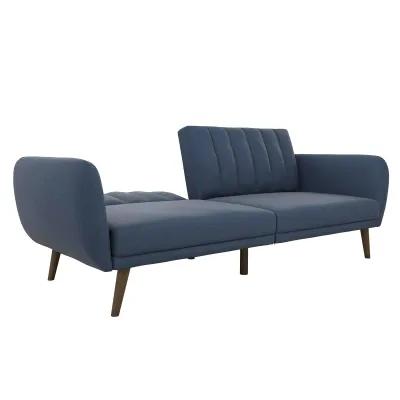 Brittany Futon with Vertical Channel Tufting and Curved Armrests