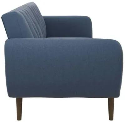 Brittany Futon with Vertical Channel Tufting and Curved Armrests