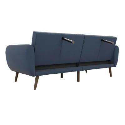 Brittany Futon with Vertical Channel Tufting and Curved Armrests