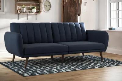 Brittany Futon with Vertical Channel Tufting and Curved Armrests