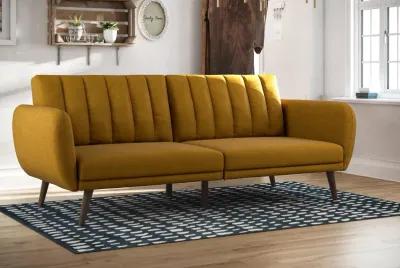 Brittany Futon with Vertical Channel Tufting and Curved Armrests