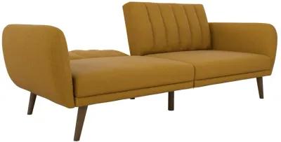 Brittany Futon with Vertical Channel Tufting and Curved Armrests