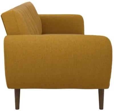 Brittany Futon with Vertical Channel Tufting and Curved Armrests