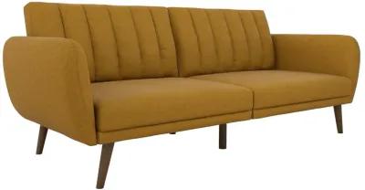 Brittany Futon with Vertical Channel Tufting and Curved Armrests