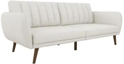 Brittany Futon with Vertical Channel Tufting and Curved Armrests