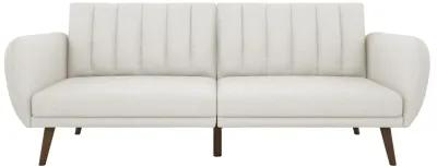 Brittany Futon with Vertical Channel Tufting and Curved Armrests