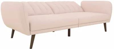 Brittany Futon with Vertical Channel Tufting and Curved Armrests