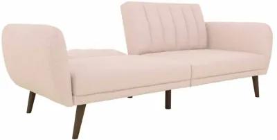 Brittany Futon with Vertical Channel Tufting and Curved Armrests