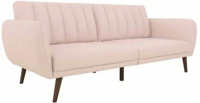 Brittany Futon with Vertical Channel Tufting and Curved Armrests