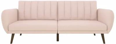 Brittany Futon with Vertical Channel Tufting and Curved Armrests