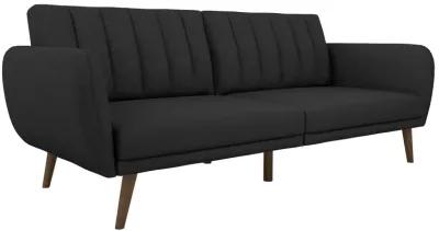 Brittany Futon with Vertical Channel Tufting and Curved Armrests