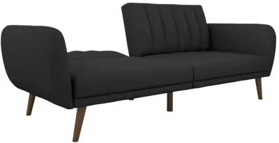 Brittany Futon with Vertical Channel Tufting and Curved Armrests