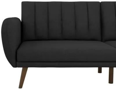 Brittany Futon with Vertical Channel Tufting and Curved Armrests