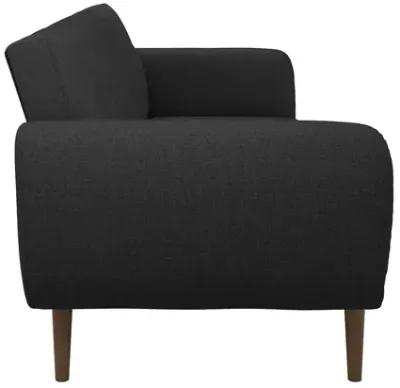 Brittany Futon with Vertical Channel Tufting and Curved Armrests