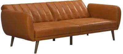 Brittany Futon with Vertical Channel Tufting and Curved Armrests