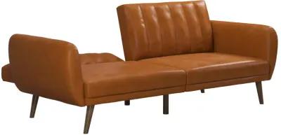 Brittany Futon with Vertical Channel Tufting and Curved Armrests