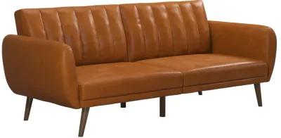 Brittany Futon with Vertical Channel Tufting and Curved Armrests