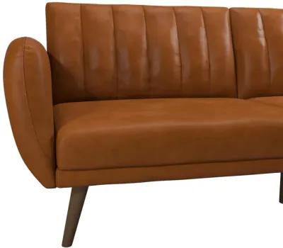 Brittany Futon with Vertical Channel Tufting and Curved Armrests