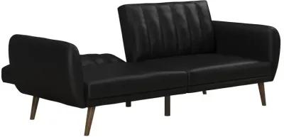 Brittany Futon with Vertical Channel Tufting and Curved Armrests