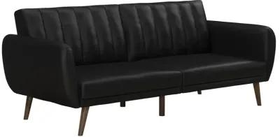 Brittany Futon with Vertical Channel Tufting and Curved Armrests