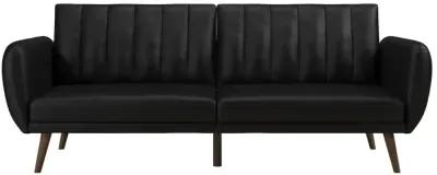 Brittany Futon with Vertical Channel Tufting and Curved Armrests