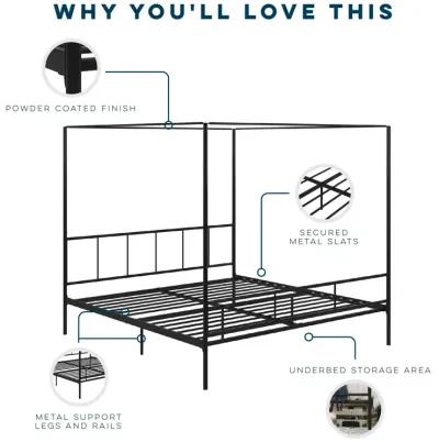 Marion Four Poster Metal Canopy Bed with Soft Clean Lines