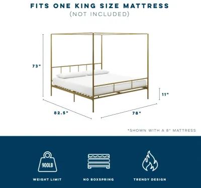 Marion Four Poster Metal Canopy Bed with Soft Clean Lines