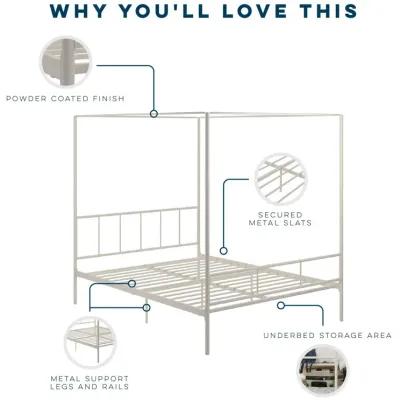 Marion Four Poster Metal Canopy Bed with Soft Clean Lines