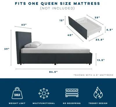 Kelly Upholstered Bed with 4 Storage Drawers