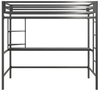 Maxwell Metal Twin Loft Bed with Desk & Shelves