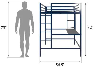 Maxwell Metal Twin Loft Bed with Desk & Shelves