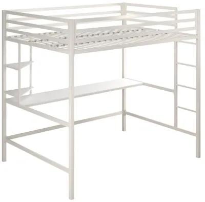 Maxwell Metal Twin Loft Bed with Desk & Shelves