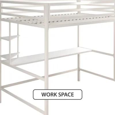 Maxwell Metal Twin Loft Bed with Desk & Shelves