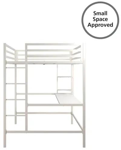 Maxwell Metal Twin Loft Bed with Desk & Shelves