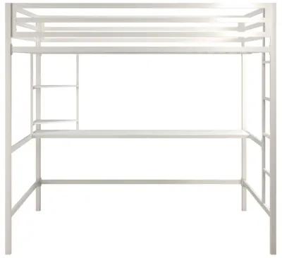 Maxwell Metal Twin Loft Bed with Desk & Shelves