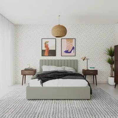 Brittany Upholstered Bed with Channel Tufted Headboard and Storage Drawers