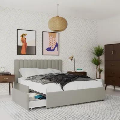 Brittany Upholstered Bed with Channel Tufted Headboard and Storage Drawers