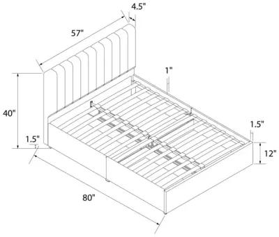 Brittany Upholstered Bed with Channel Tufted Headboard and Storage Drawers