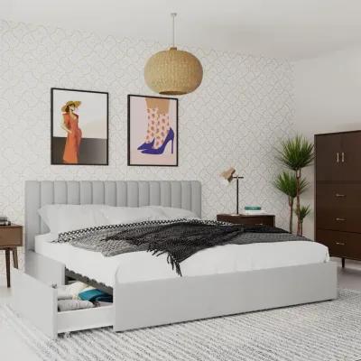 Brittany Upholstered Bed with Channel Tufted Headboard and Storage Drawers